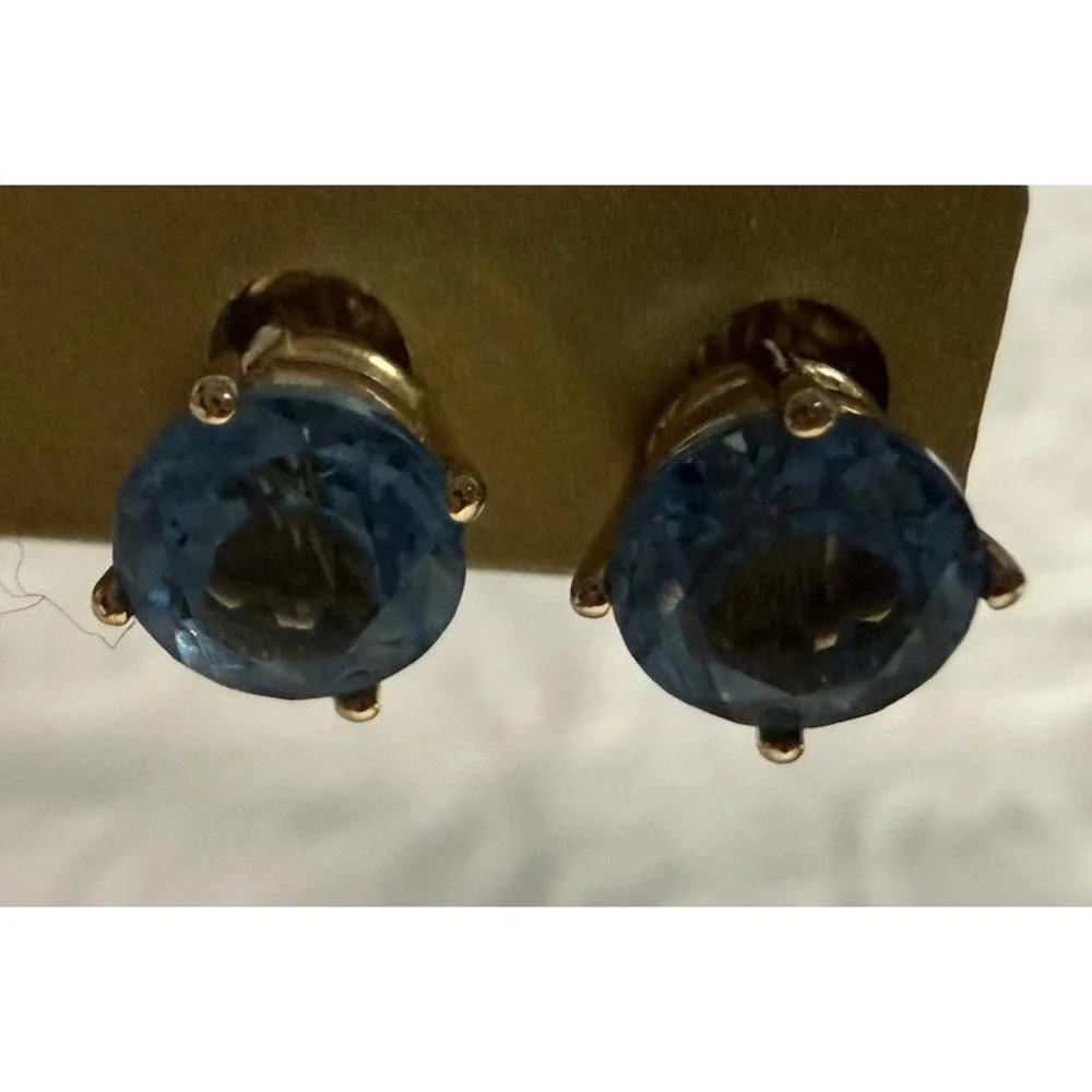 Genuine Blue Topaz Earrings in 14 Kt Yellow Gold Large Lone Star Swiss Stuller